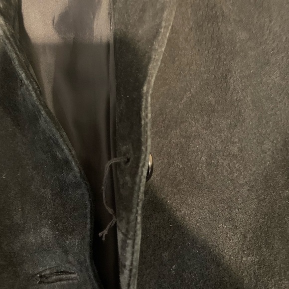 (r)elativity Vintage 90s Genuine Suede Black Leather Mid Length Button Down Coat - Picture 10 of 10